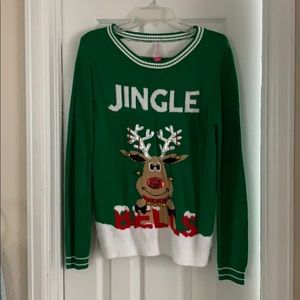 Christmas Sweater with Rudolph and bells